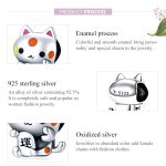 S925 Sterling Silber Nette Glückliche Katze Perlen DIY Armband Halskette Zubehör – Bild 5