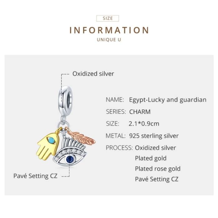 S925 Sterling Silber Palm Eye Feder Anhänger DIY Armband Halskette Zubehör – Bild 4