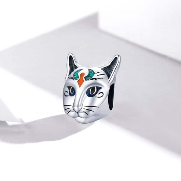 S925 Sterling Silber ägyptische Katze Gott Besti Perlen DIY Armband Halskette Zubehör – Bild 2