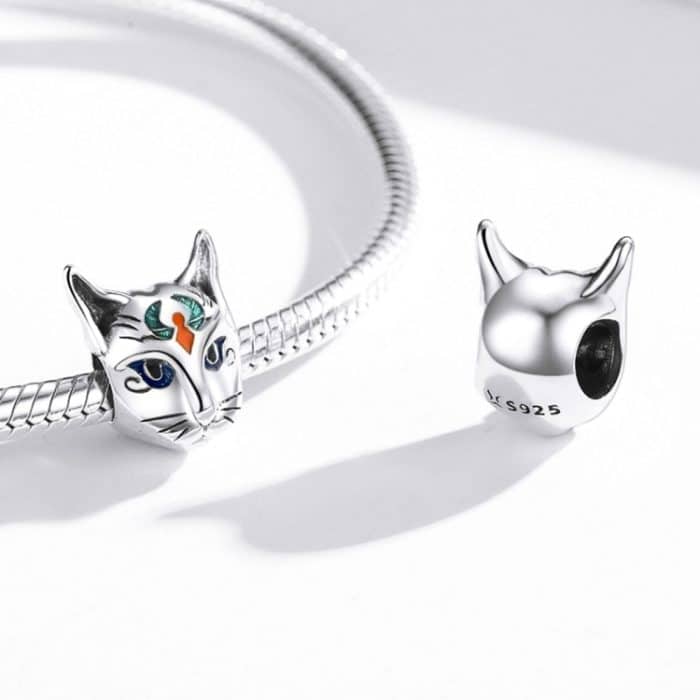 S925 Sterling Silber ägyptische Katze Gott Besti Perlen DIY Armband Halskette Zubehör – Bild 5