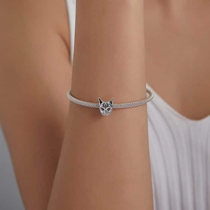 S925 Sterling Silber ägyptische Katze Gott Besti Perlen DIY Armband Halskette Zubehör – Bild 7