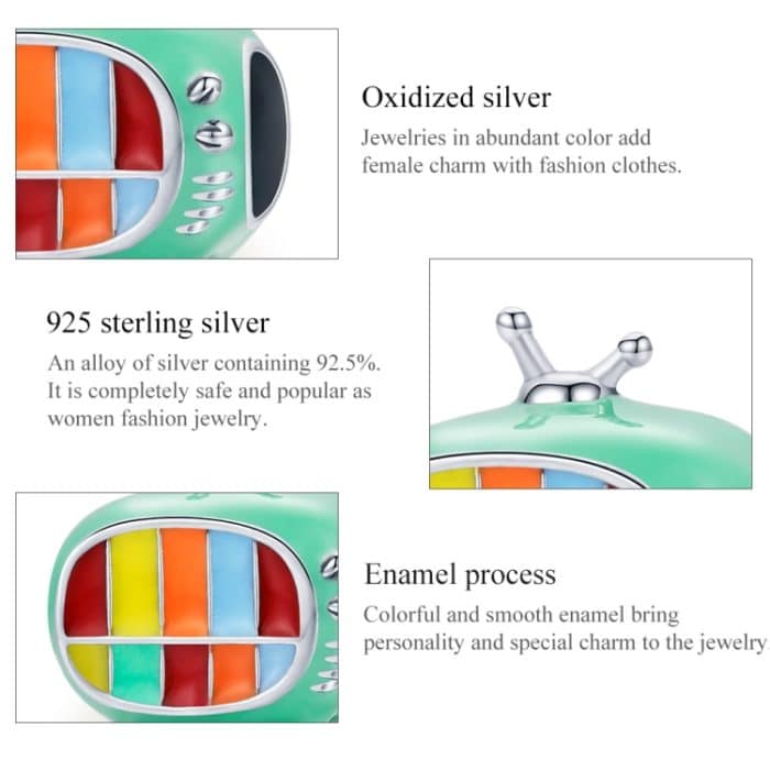 S925 Sterling Silber Mini Farbe TV Perlen DIY Armband Halskette Zubehör – Bild 4