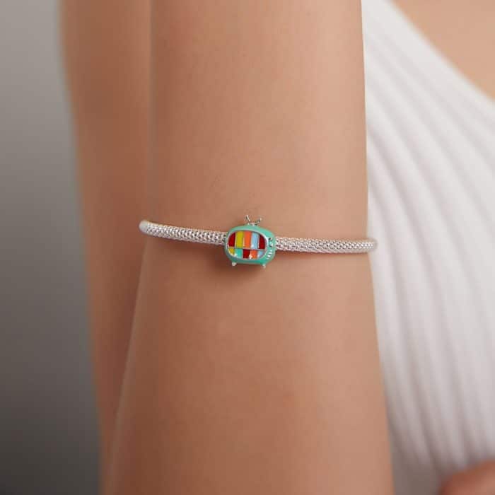 S925 Sterling Silber Mini Farbe TV Perlen DIY Armband Halskette Zubehör – Bild 7