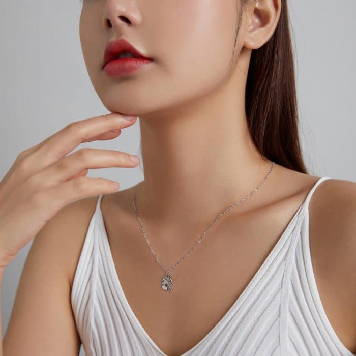 S925 Sterling Silber Paint Brush Frauen Nacklace Schmuck – Bild 7