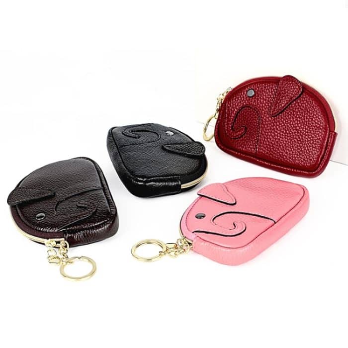 Damen-Geldbörse aus Rindsleder mit Elefanten-Reißverschluss – Bild 6