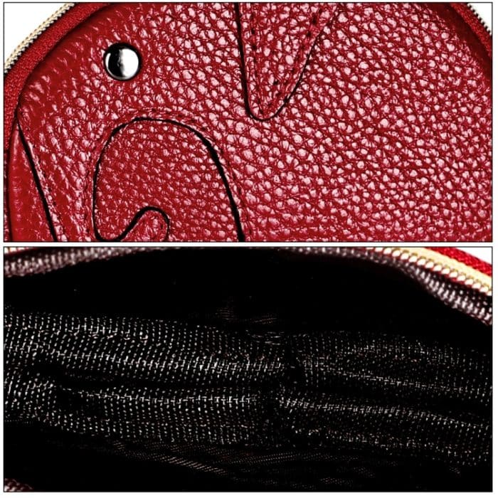 Damen-Geldbörse aus Rindsleder mit Elefanten-Reißverschluss – Bild 4