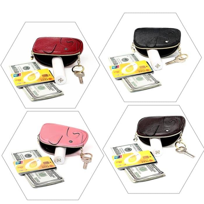 Damen-Geldbörse aus Rindsleder mit Elefanten-Reißverschluss – Bild 5