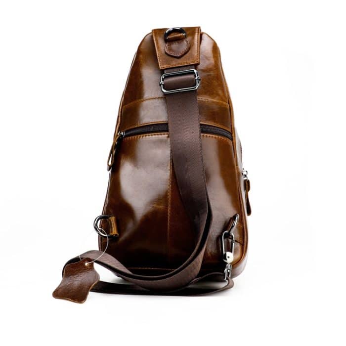 Herren Leder Brusttasche Retro Umhängetasche – Bild 5