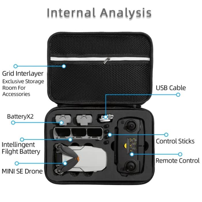 Stoßfeste Hartschalen-Aufbewahrungstasche aus Nylon, Größe: 21,5 x 29,5 x 10 cm, For DJI Mini SE, 21.5 x 29.5 x 10cm – Bild 3