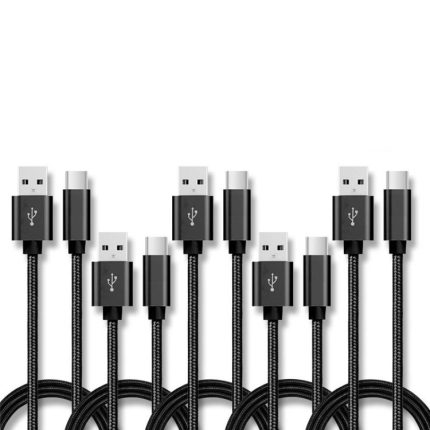 5 Stück USB-auf-USB-C/Typ-C-Nylon-geflochtenes Lade- und Datenübertragungskabel