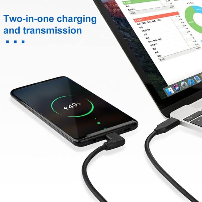 60W 3A USB-C/Typ-C-Stecker auf USB-C/Typ-C-Winkel-PD-Schnellladekabel mit magischem Gürtel – Bild 5