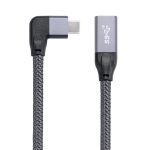 100 W USB-C/Typ-C-Winkelstecker auf USB-C/Typ-C-Buchse, voll funktionsfähiges Datenverlängerungskabel