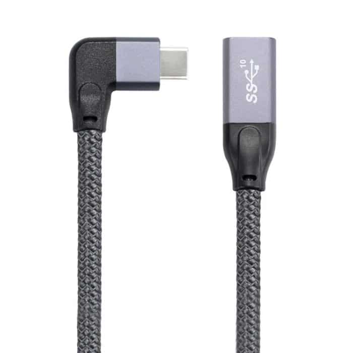100 W USB-C/Typ-C-Winkelstecker auf USB-C/Typ-C-Buchse, voll funktionsfähiges Datenverlängerungskabel – Bild 1