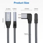 100 W USB-C/Typ-C-Winkelstecker auf USB-C/Typ-C-Buchse, voll funktionsfähiges Datenverlängerungskabel – Bild 3