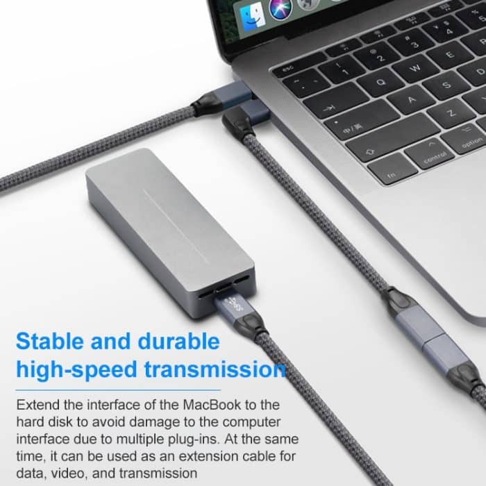 100 W USB-C/Typ-C-Winkelstecker auf USB-C/Typ-C-Buchse, voll funktionsfähiges Datenverlängerungskabel – Bild 5