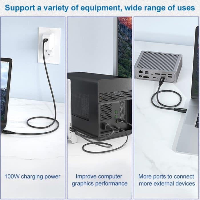 100 W USB-C / Typ-C 4.0-Stecker auf USB-C / Typ-C 4.0-Stecker, voll funktionsfähiges Datenkabel für Thunderbolt 3 – Bild 7