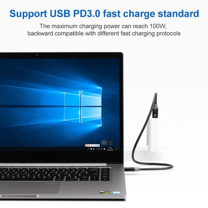 100 W USB-C / Typ-C 4.0-Stecker auf USB-C / Typ-C 4.0-Stecker, zweifarbiges, voll funktionsfähiges Datenkabel für Thunderbolt 3 – Bild 6