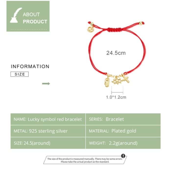 S925 Sterling Silber Glückssymbol Rot Seil Armband Frauen Schmuck – Bild 3