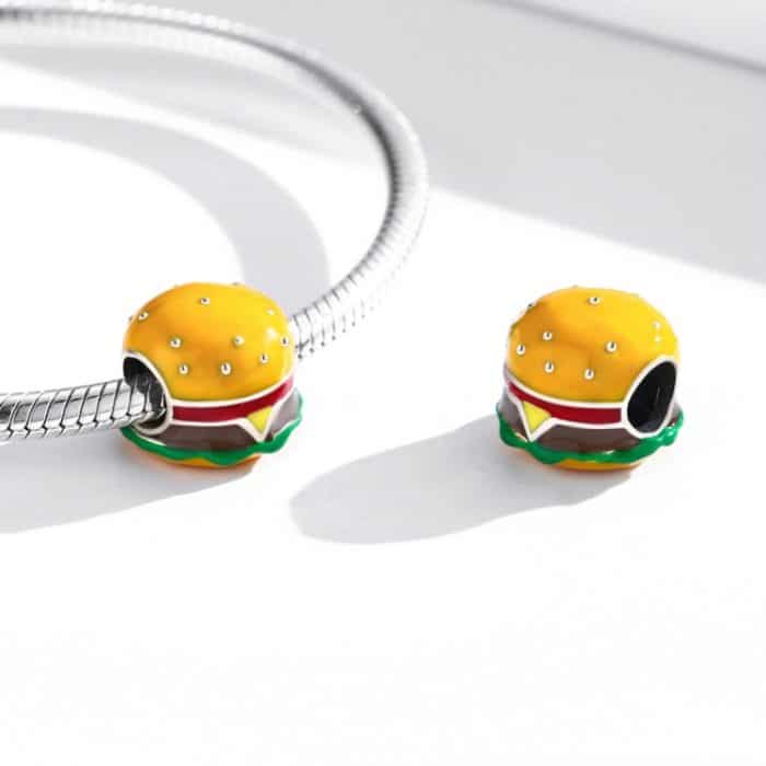 S925 Sterling Silber Köstliche Burger Perlen DIY Armband Halskette Zubehör – Bild 5