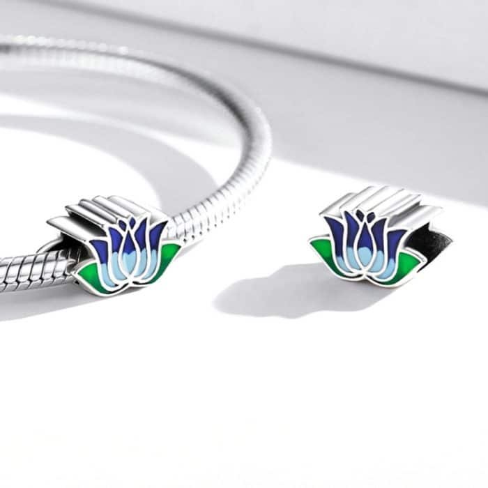 S925 Sterling Silber Blue Lotus Perlen DIY Armband Halskette Zubehör – Bild 5