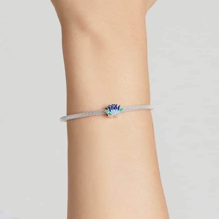 S925 Sterling Silber Blue Lotus Perlen DIY Armband Halskette Zubehör – Bild 7