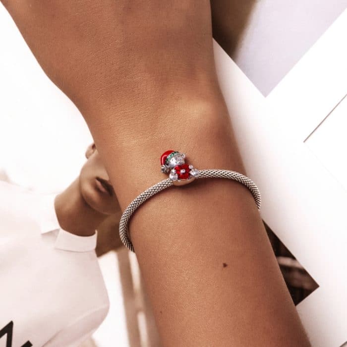 S925 Sterling Silber Weihnachten Bär Perlen DIY Armband Halskette Zubehör – Bild 7