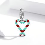 S925 Sterling Silber Herz Candy Cane Anhänger DIY Armband Halskette Zubehör – Bild 2