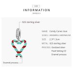 S925 Sterling Silber Herz Candy Cane Anhänger DIY Armband Halskette Zubehör – Bild 3