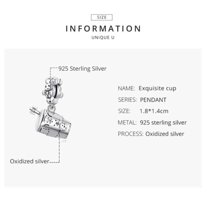 S925 Sterling Silber Mädchen Trinkglas Anhänger DIY Armband Halskette Zubehör – Bild 3