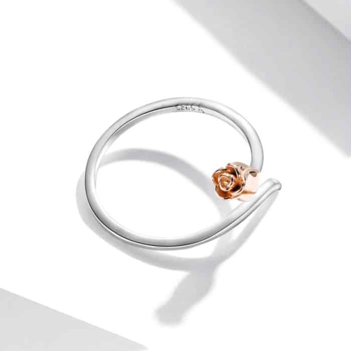 S925 Sterling Silber Rose Frauen Offene Ring – Bild 4