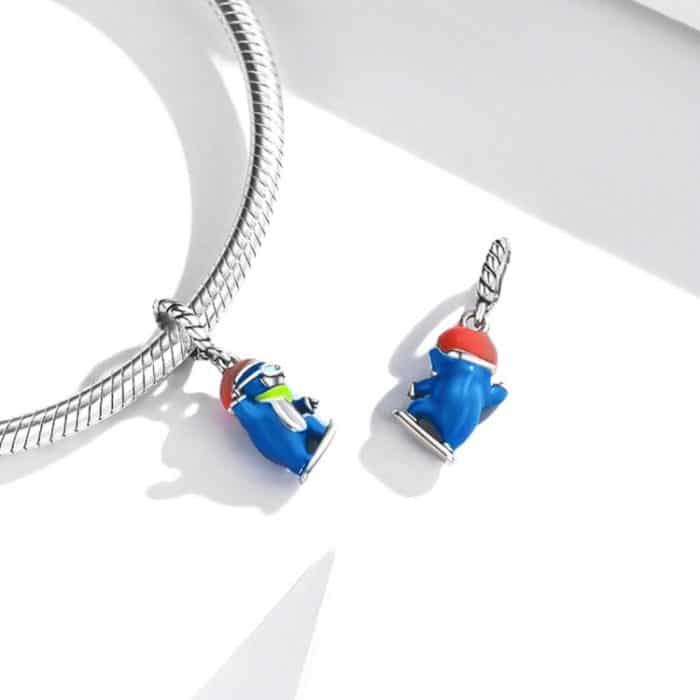 S925 Sterling Silber Ski Pinguin Anhänger DIY Armband Halskette Zubehör – Bild 5