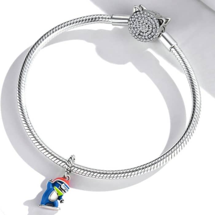 S925 Sterling Silber Ski Pinguin Anhänger DIY Armband Halskette Zubehör – Bild 6