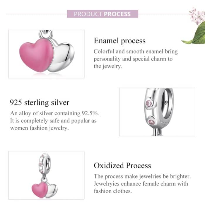S925 Sterling Silber Double Love Anhänger DIY Armband Halskette Zubehör – Bild 4