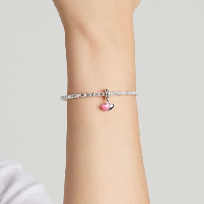 S925 Sterling Silber Double Love Anhänger DIY Armband Halskette Zubehör – Bild 7