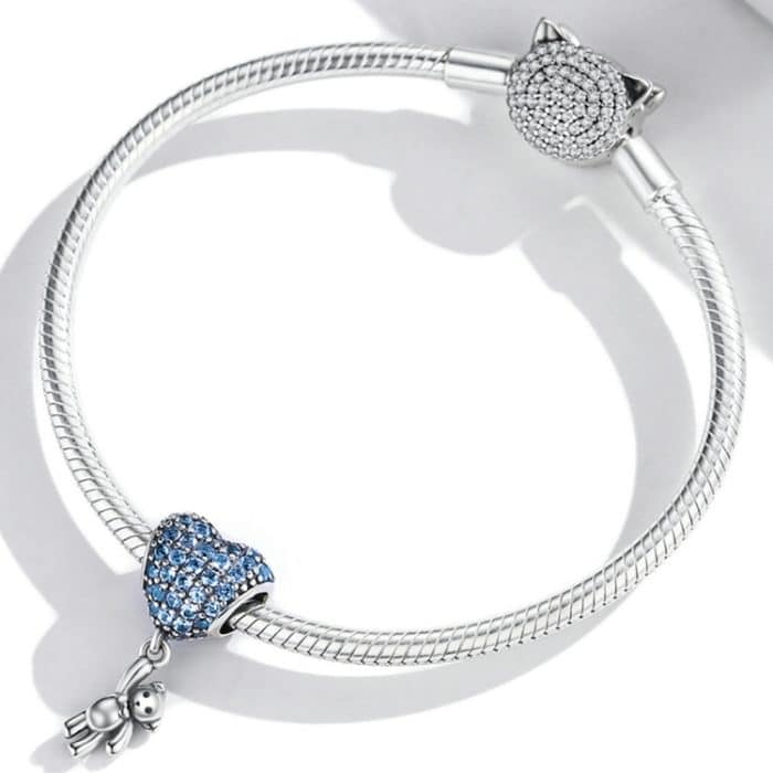 S925 Sterling Silber Herz Ballon Bär Anhänger DIY Armband Halskette Zubehör – Bild 6