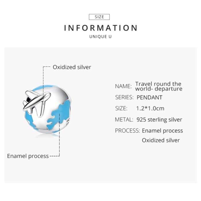 S925 Sterling Silber Welt Reise Perlen DIY Armband Halskette Zubehör – Bild 3