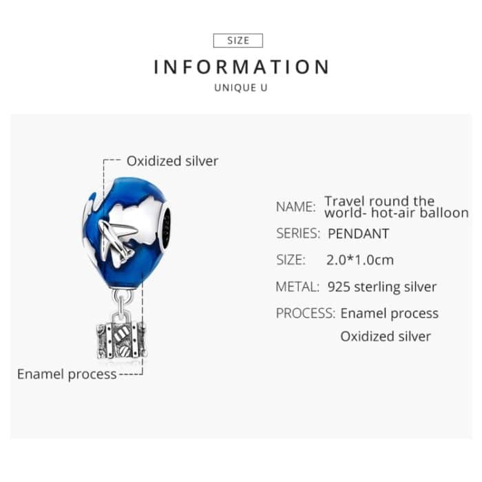 S925 Sterling Silber Flugzeug Heißluftballon Anhänger DIY Armband Halskette Zubehör – Bild 3