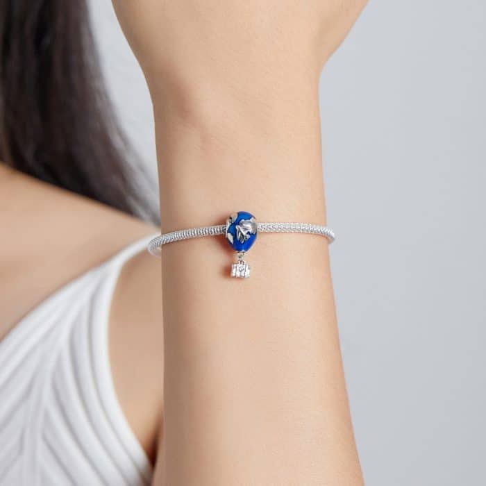 S925 Sterling Silber Flugzeug Heißluftballon Anhänger DIY Armband Halskette Zubehör – Bild 7