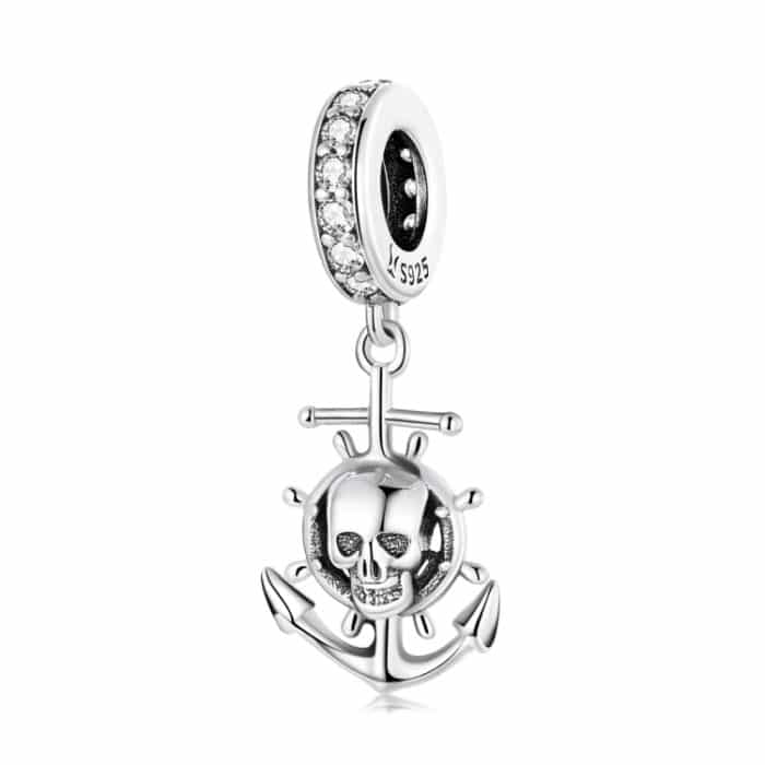 S925 Sterling Silber Piratenschädel Schiff Anhänger DIY Armband Halskette Zubehör – Bild 1