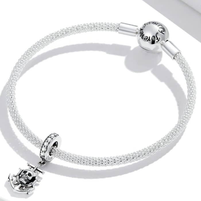 S925 Sterling Silber Piratenschädel Schiff Anhänger DIY Armband Halskette Zubehör – Bild 6