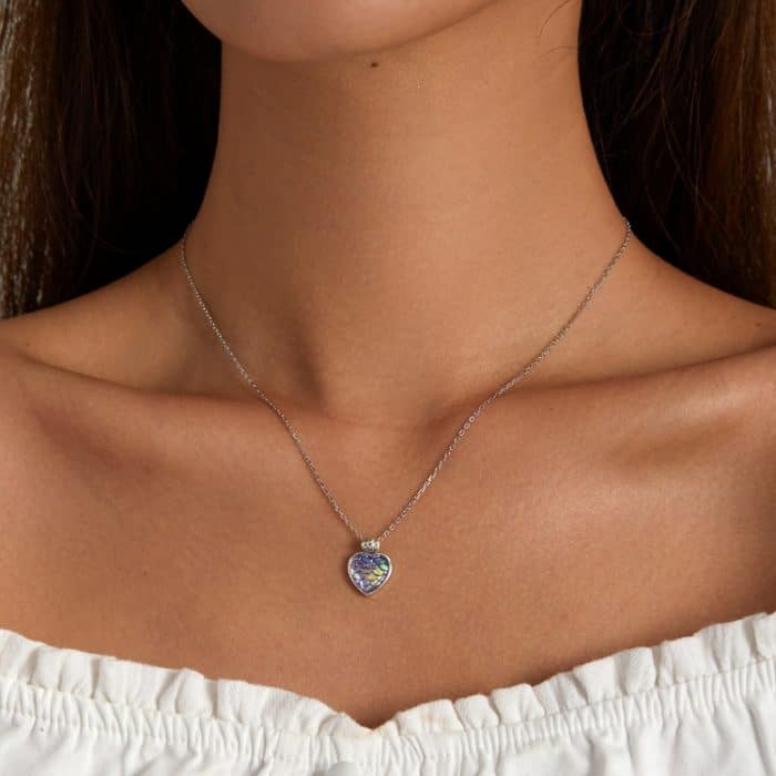 S925 Sterling Silber Fisch Skala Herz Frauen Nacklace Schmuck – Bild 6