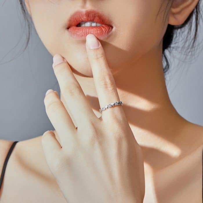 S925 Sterling Silber Regenbogen Herz Damen Ring – Bild 7