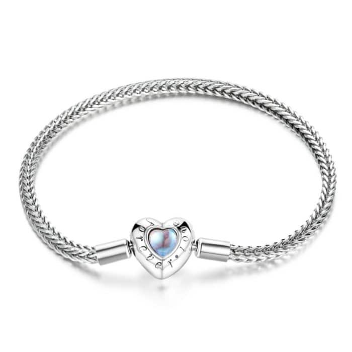 S925 Sterling Silber Herz Mondstein Armband Damen Schmuck – Bild 1