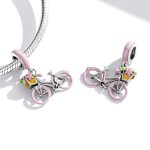 S925 Sterling Silber Rosa Fahrrad Anhänger DIY Armband Halskette Zubehör – Bild 5