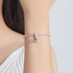 S925 Sterling Silber Rosa Fahrrad Anhänger DIY Armband Halskette Zubehör – Bild 7