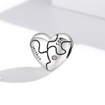 S925 Sterling Silber Herz Puzzle Perlen DIY Armband Halskette Zubehör – Bild 2