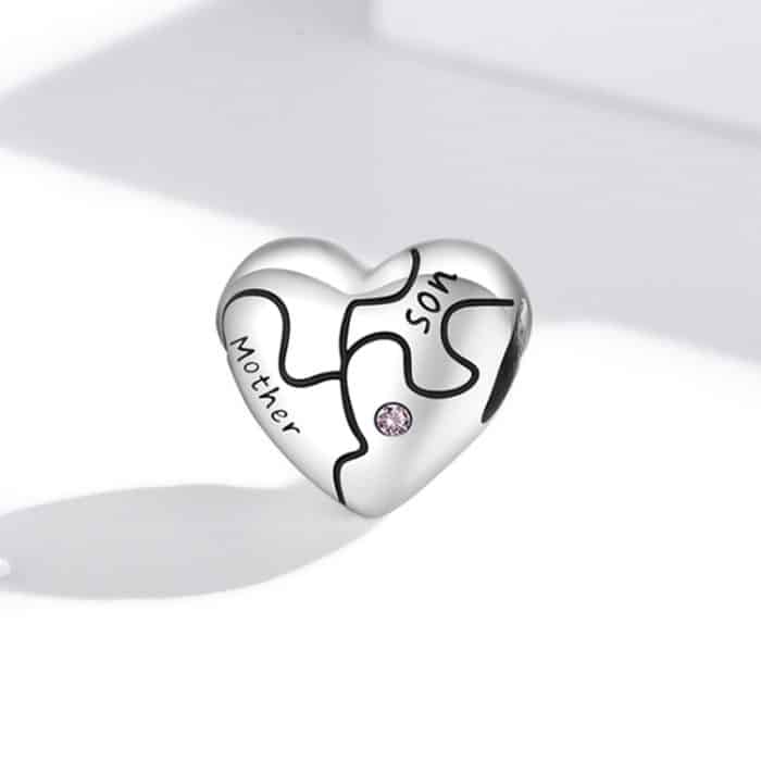 S925 Sterling Silber Herz Puzzle Perlen DIY Armband Halskette Zubehör – Bild 2