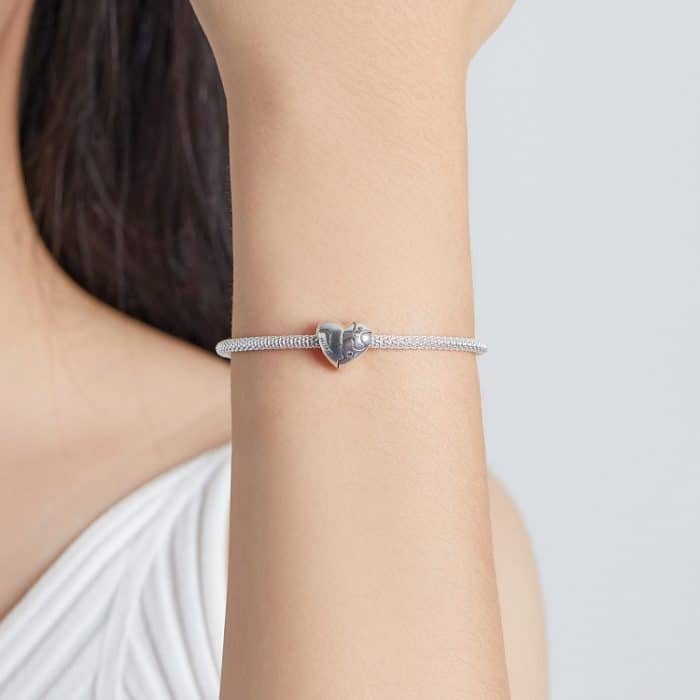 S925 Sterling Silber Herz Puzzle Perlen DIY Armband Halskette Zubehör – Bild 7
