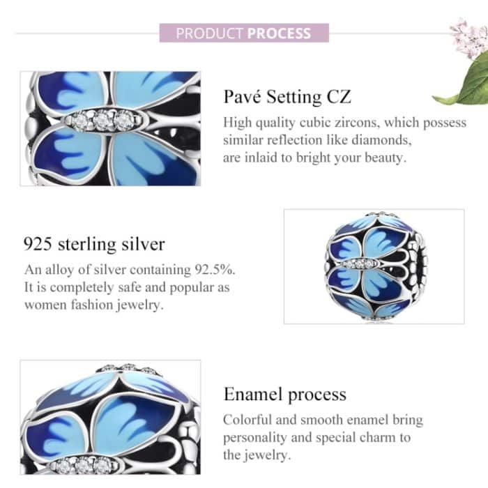 S925 Sterling Silber Vintage Schmetterling Perlen DIY Armband Halskette Zubehör – Bild 4