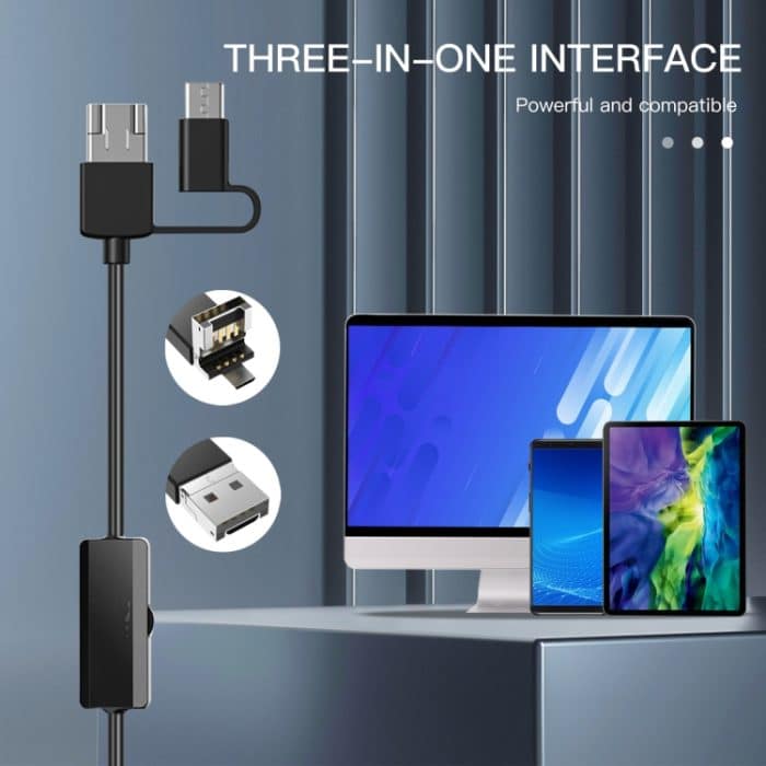 AN100 3-in-1-IP68-wasserdichtes USB-C / Typ-C + Micro-USB + USB-Dual-Kameras, industrielles Didital-Endoskop mit 9 LEDs, unterstützt Android-System, Linsendurchmesser: 5,5 mm, 1m Soft Cable, 2m Soft Cable, 3.5m Soft Cable, 5m Soft Cable, 10m Soft Cable... – Bild 4